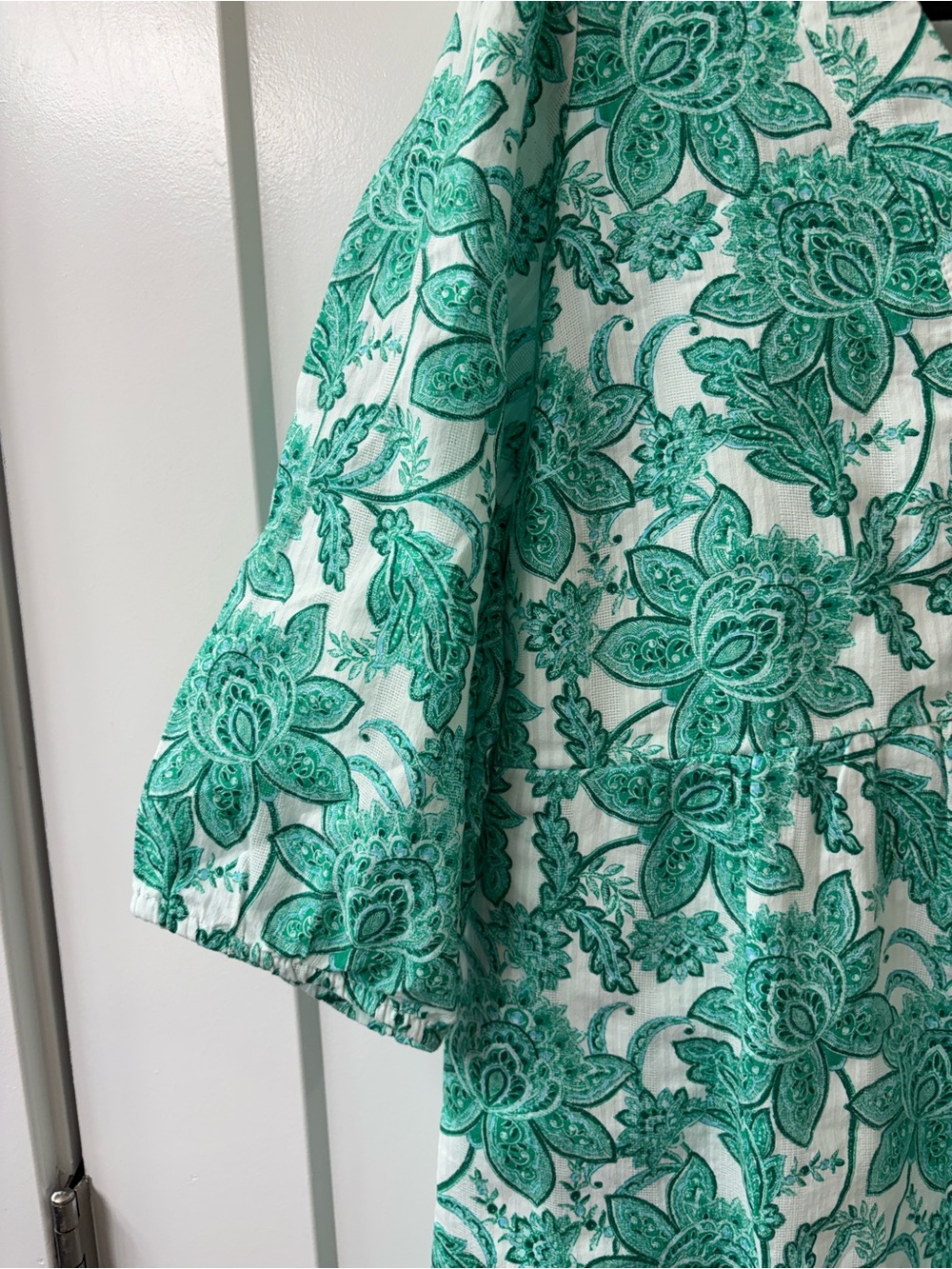 NWT J.JILL PETITE TURQUOISE FLORAL PRINT V-NECK DRESS SZ SP - Picture 3 of 6